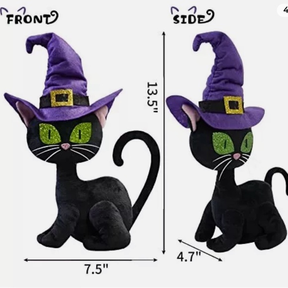 CRCZK Halloween Black Cat Plush Decor Handmade Swedish Tomte Nordic Cat Gnome - Picture 3 of 6